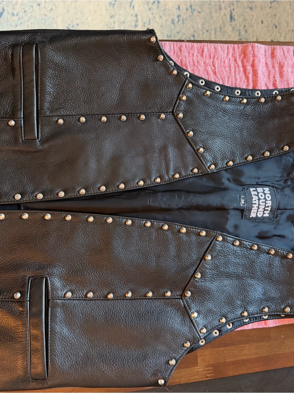 Northbound Leather Black Studded Leather Vest